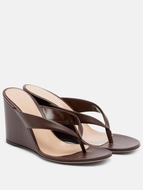 Gianvito Rossi Leather wedge thong sandals