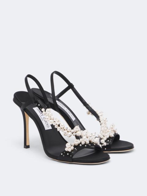 JIMMY CHOO Irina embellished satin slingback sandals