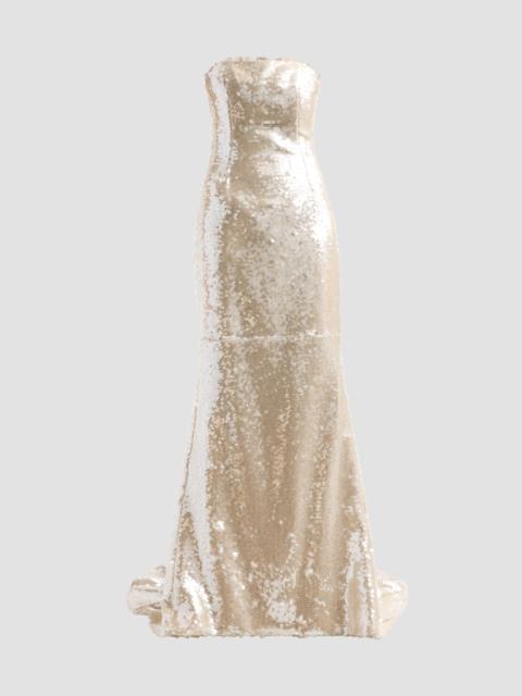 LaQuan Smith Women's Strapless Lace-Up Corset Gown - Silver