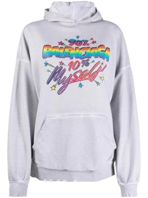 BALENCIAGA rainbow logo cotton hoodie