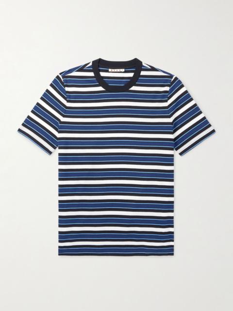 Marni Striped Cotton-Jersey T-Shirt Blue
