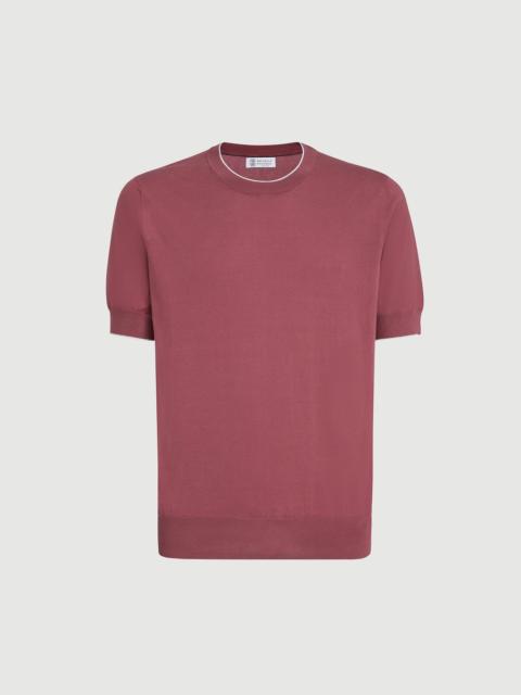 Brunello Cucinelli Cotton lightweight knit T-shirt with contrast details
