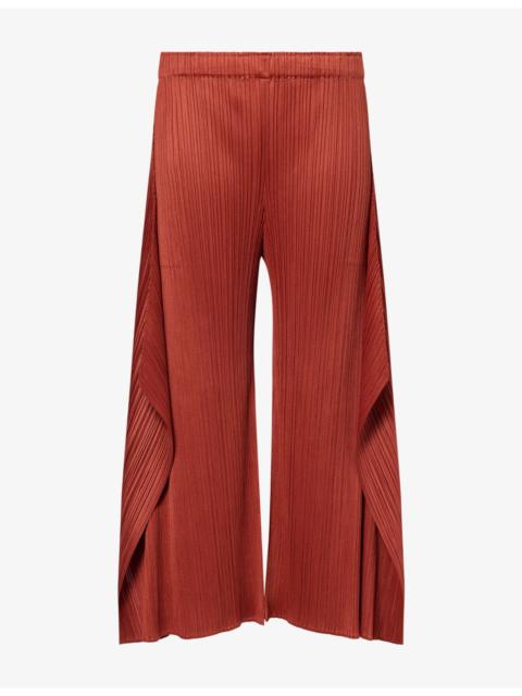 Pleats Please Issey Miyake Wide-Leg Panel Pleat Knit Trousers
