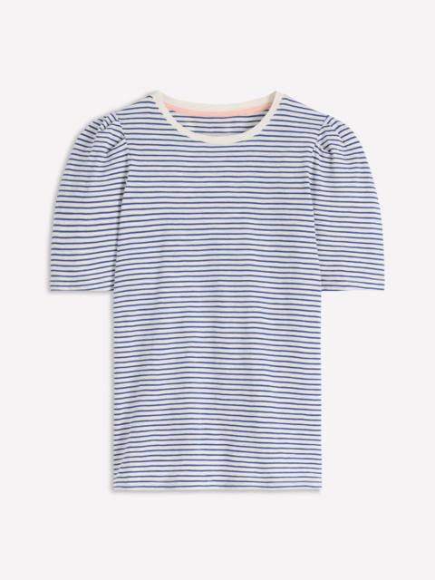 BODEN Sophie Puff Sleeve T-shirt-Beaucoup Blue and Ivory Stripe