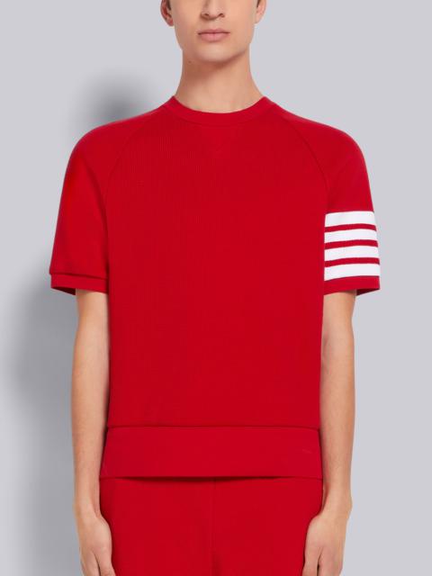 Thom Browne Red Compact Waffle 4-Bar Short Sleeve Sweatshirt