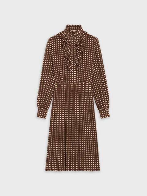 CELINE PLEATED DRESS WITH FRILLS IN CRÊPE DE CHINE