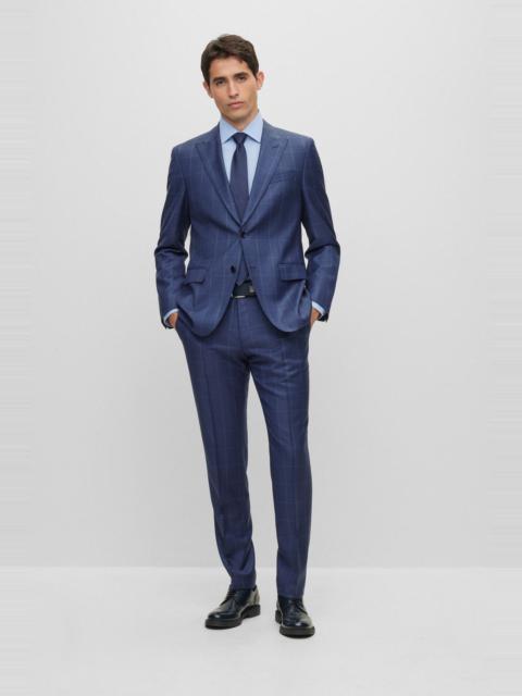 BOSS SLIM-FIT TWO-PIECE SUIT IN CHECKED VIRGIN WOOL