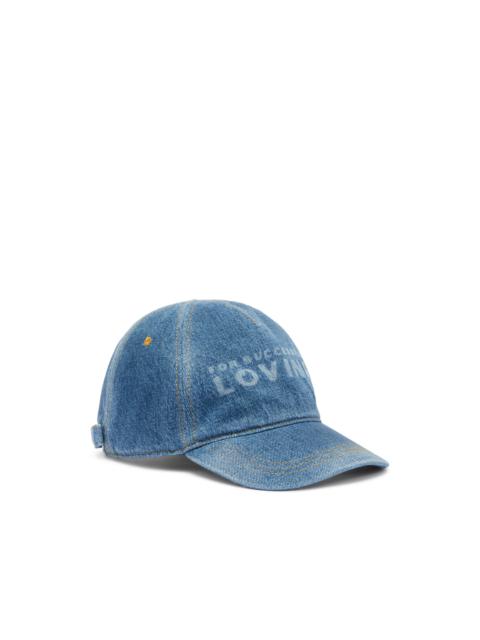 Diesel DENIM BASEBALL CAP WITH FOR SUCCESSFUL LOVING LOGO