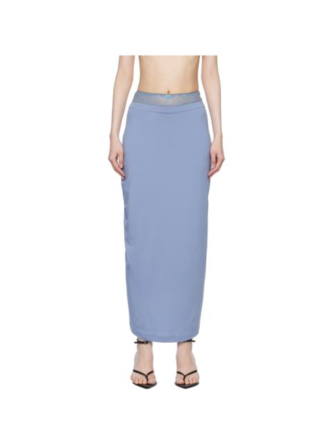 pushBUTTON Blue Lace Layered Maxi Skirt
