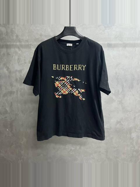 Burberry Burberry Black Logo Plaid Cross-Stitch Cotton T-Shirt