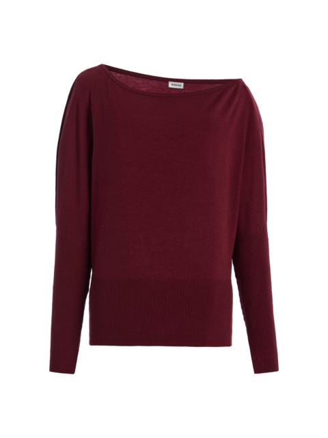 SIMKHAI Lavina Off-The-Shoulder Wool Sweater burgundy