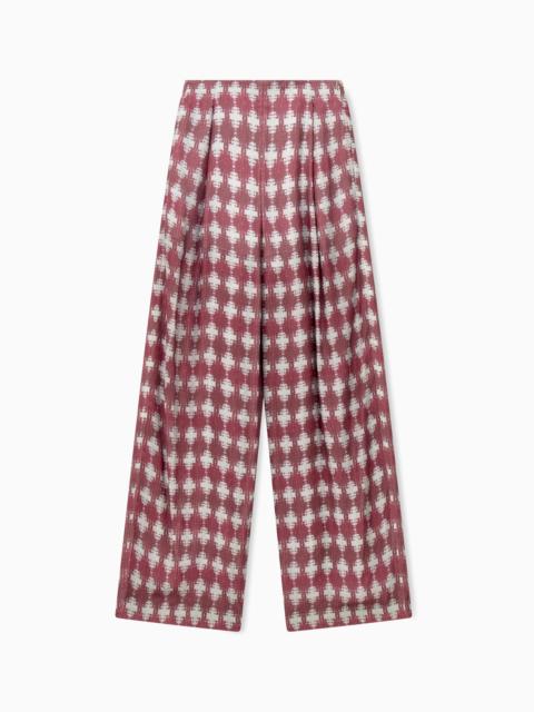 EMPORIO ARMANI WIDE-LEG TROUSERS IN PRINTED CHECK MODAL AND CASHMERE BLEND