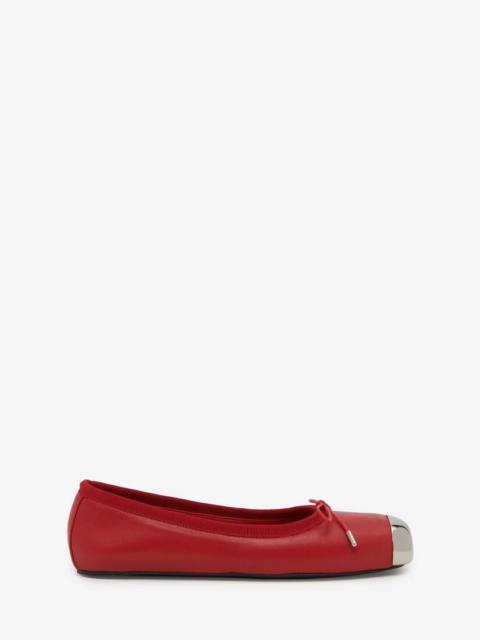 Punk Ballet Flat in Welsh Red/silver