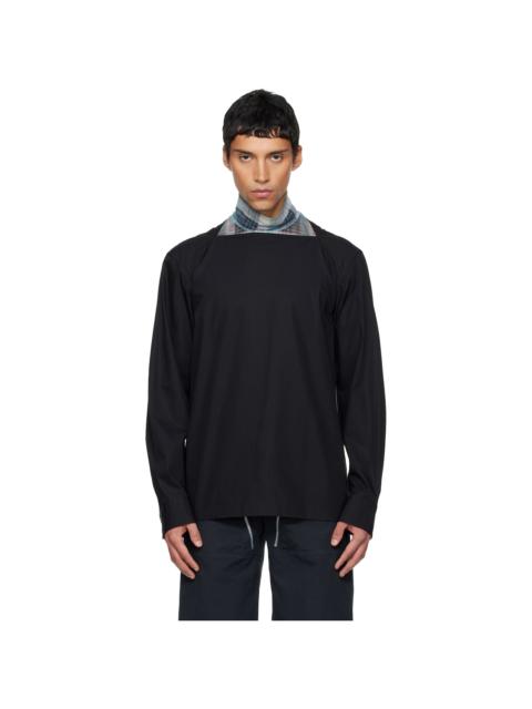 Dries Van Noten Black Boat Neck Cotton Shirt