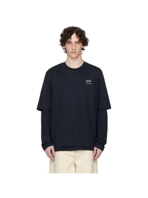 AMI Paris Navy Long Sleeves T-shirt