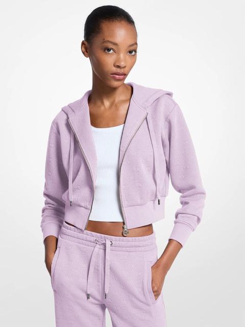 MICHAEL KORS Logo Jacquard Charm Jacquard Cropped Zip-Up Hoodie