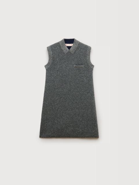 GRAY WOOL MINI DRESS WITH LUREX DETAILING