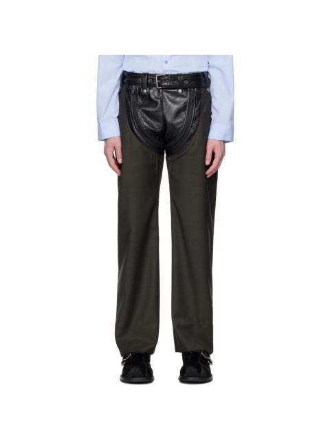 Martine Rose Green Zip Chap Tailored Trousers