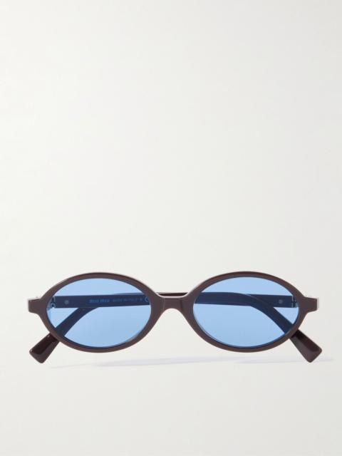 Miu Miu Oval-frame acetate sunglasses Brown
