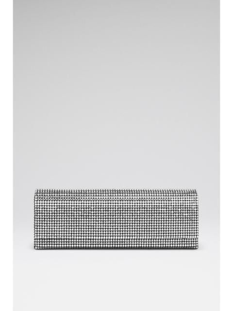 Amina Muaddi PALOMA CLUTCH BLACK SATIN AND WHITE CRYSTALS