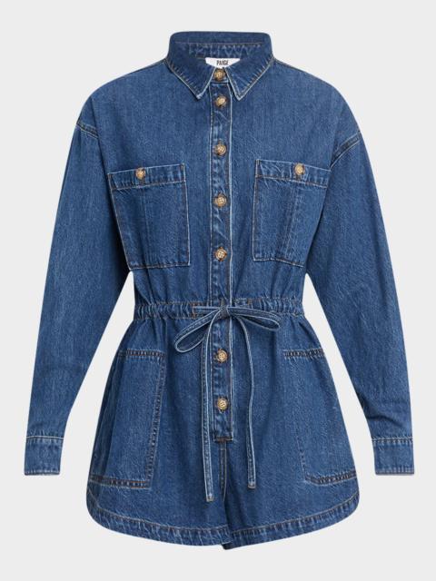 PAIGE Madigan Long-Sleeve Denim Romper