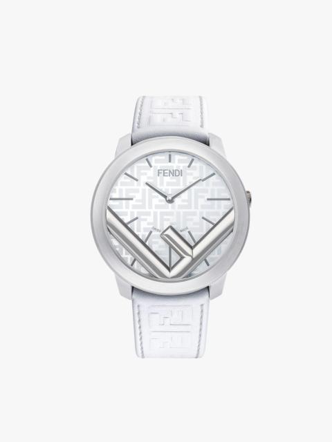 FENDI 41 mm glossy and satin-finish silver-colored stainless steel round case, with glossy silver stainles