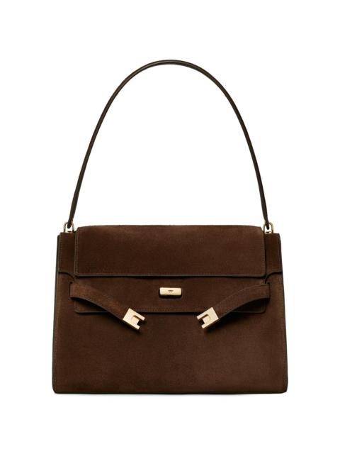 TORY BURCH Women's Lee Radziwill Large Suede Shoulder Bag - Dark Cocoa