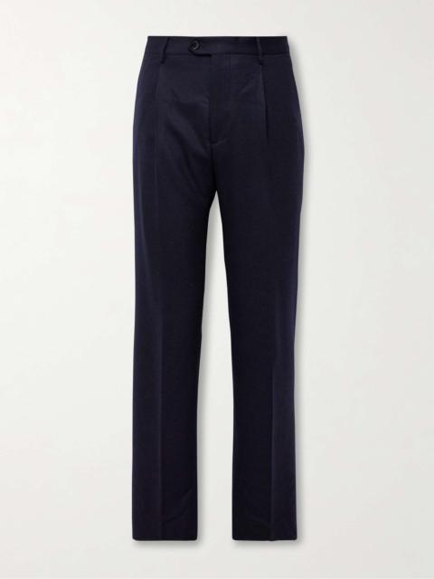 Etro Straight-Leg Pleated Wool-Blend Flannel Trousers