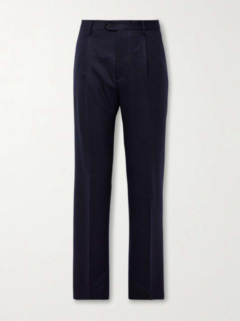 Straight-Leg Pleated Wool-Blend Flannel Trousers