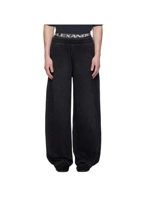 Alexander Wang Black Pre-Styled Brushed Denim Sweatpants