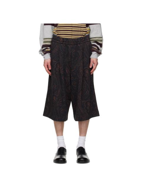 Dries Van Noten Navy Paisley Shorts