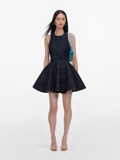 self-portrait Indigo Denim Halterneck Mini Dress