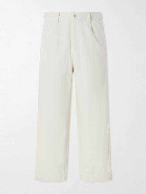 ATON Wide-Leg Pleated Cotton-Twill Trousers