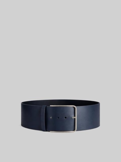 The Frankie Shop Calan Leather Wide Belt - Navy