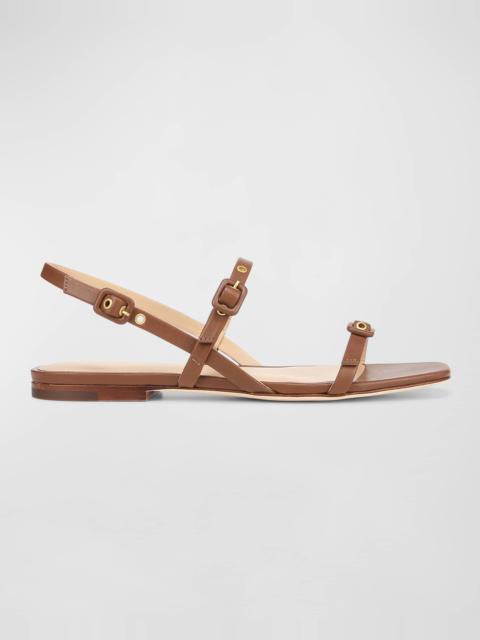 Malinda Leather Buckle Slingback Sandals