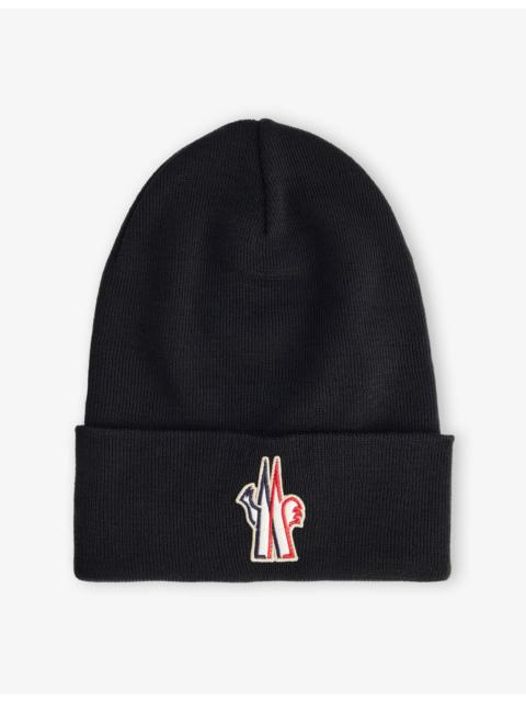 Moncler Grenoble Logo-Embroidered Ribbed Virgin-Wool Beanie Hat