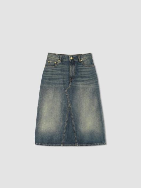 GANNI Gonna midi in denim washed