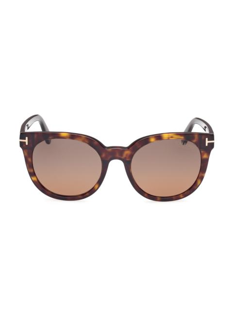TOM FORD Women's 53MM Butterfly Sunglasses - Dark Havana Polarized Brown