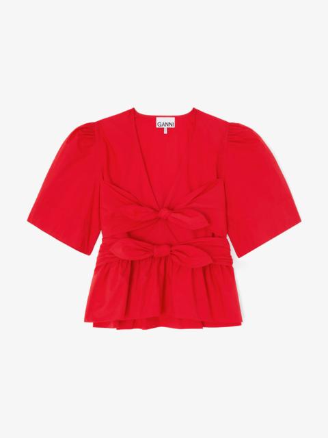 GANNI BLOUSE IN RED COTTON