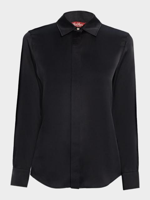 Max Mara Xero Button-Down Silk Satin Shirt