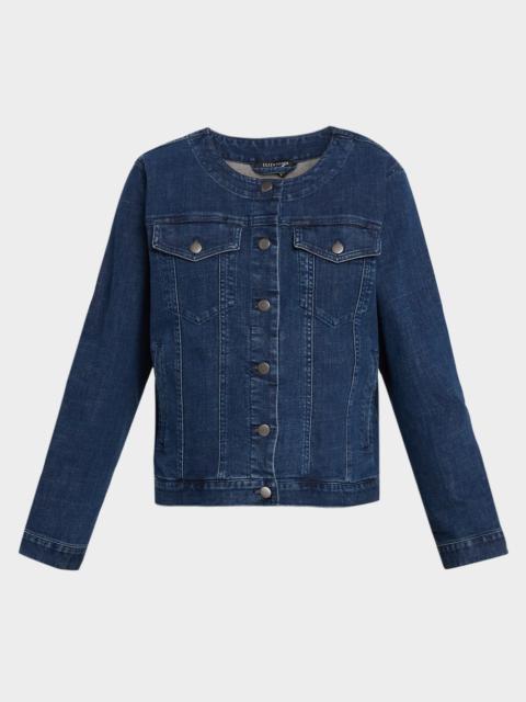 EILEEN FISHER Scoop-Neck Denim Jacket