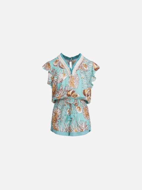 Poupette St Barth Short Jumpsuit Sasha for girls - Mint Karibia