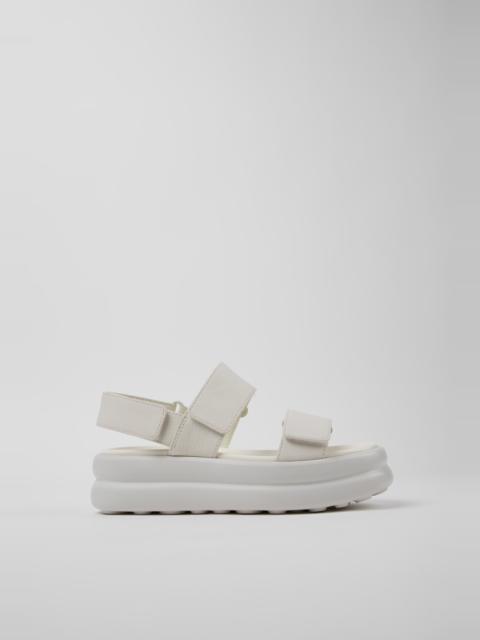 CAMPER Pelotas Flota Up White Leather Sandals for Women.