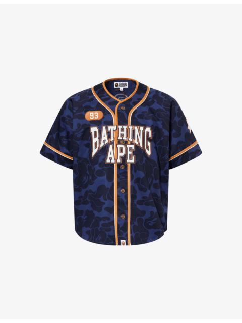 A BATHING APE® Logo-Embroidered Camo-Print Cotton Baseball Shirt