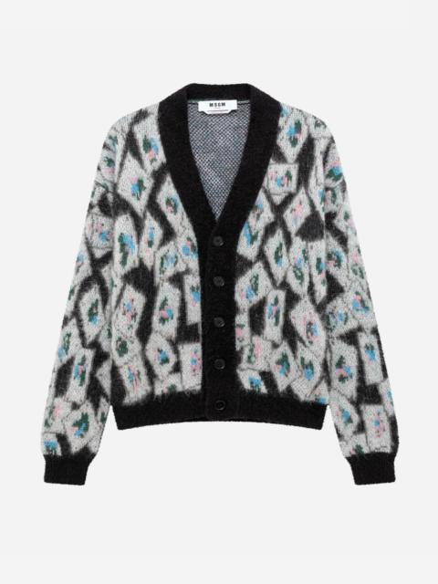 MSGM Mohair blend jacquard cardigan