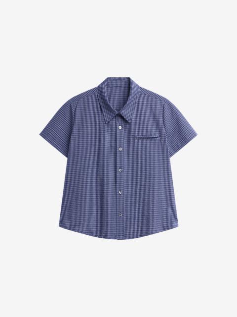 The Frankie Shop Solaro Short Sleeve Shirt - Navy Plaid