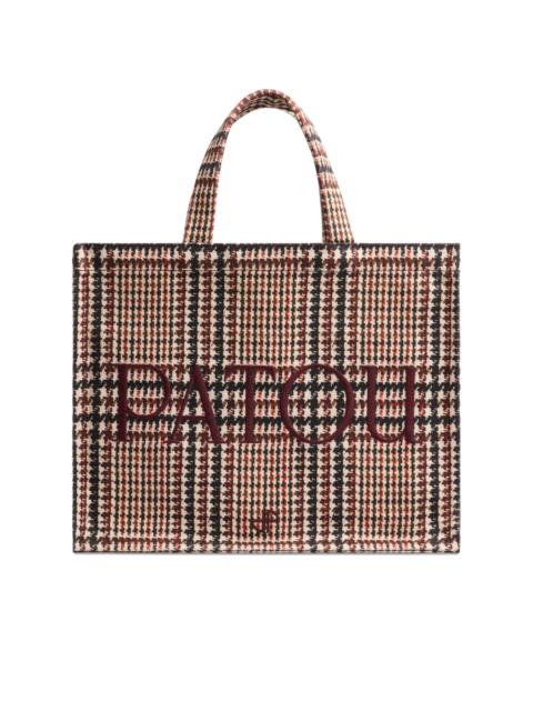 PATOU logo-embroidered check tote bag