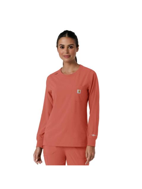 Carhartt Women's Force Cross-Flex Crew Neck Long Sleeve Scrub Top