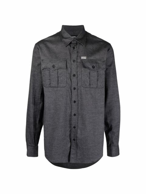 twill button front shirt