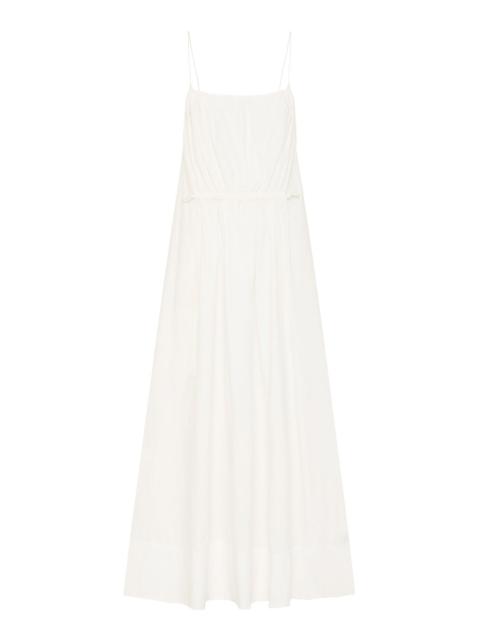 Drawstring-Detailed Cotton Maxi Dress white